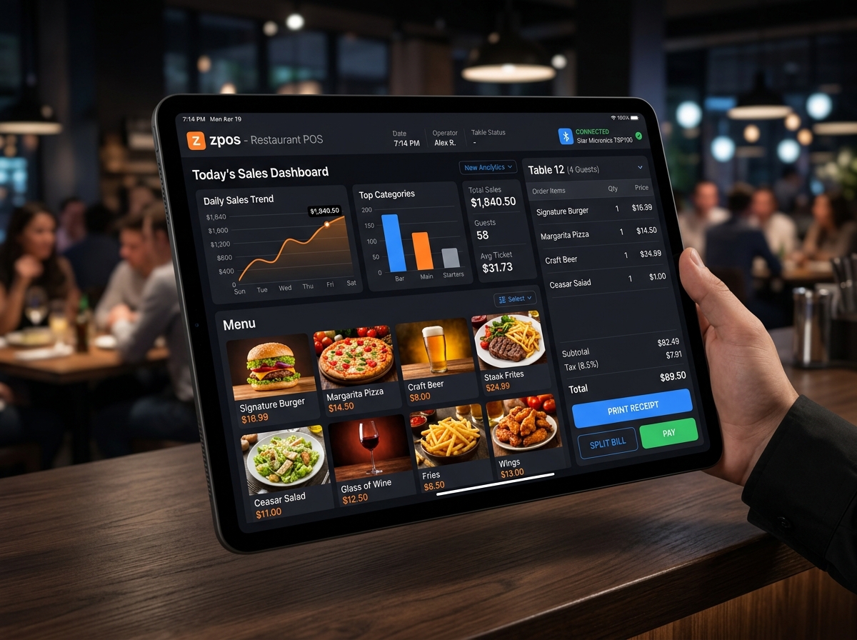 zpos POS Billing App Mockup